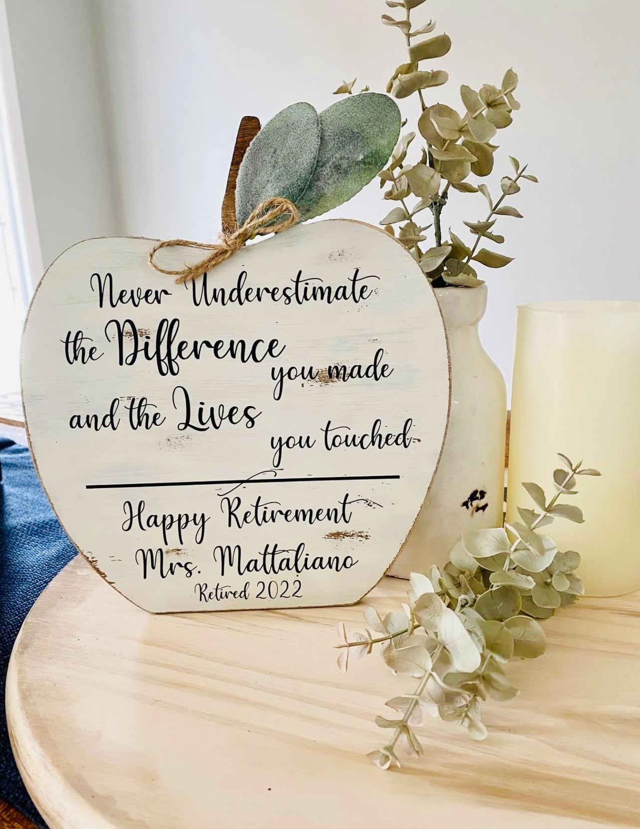 Personalized Teacher Retirement Apple Sign