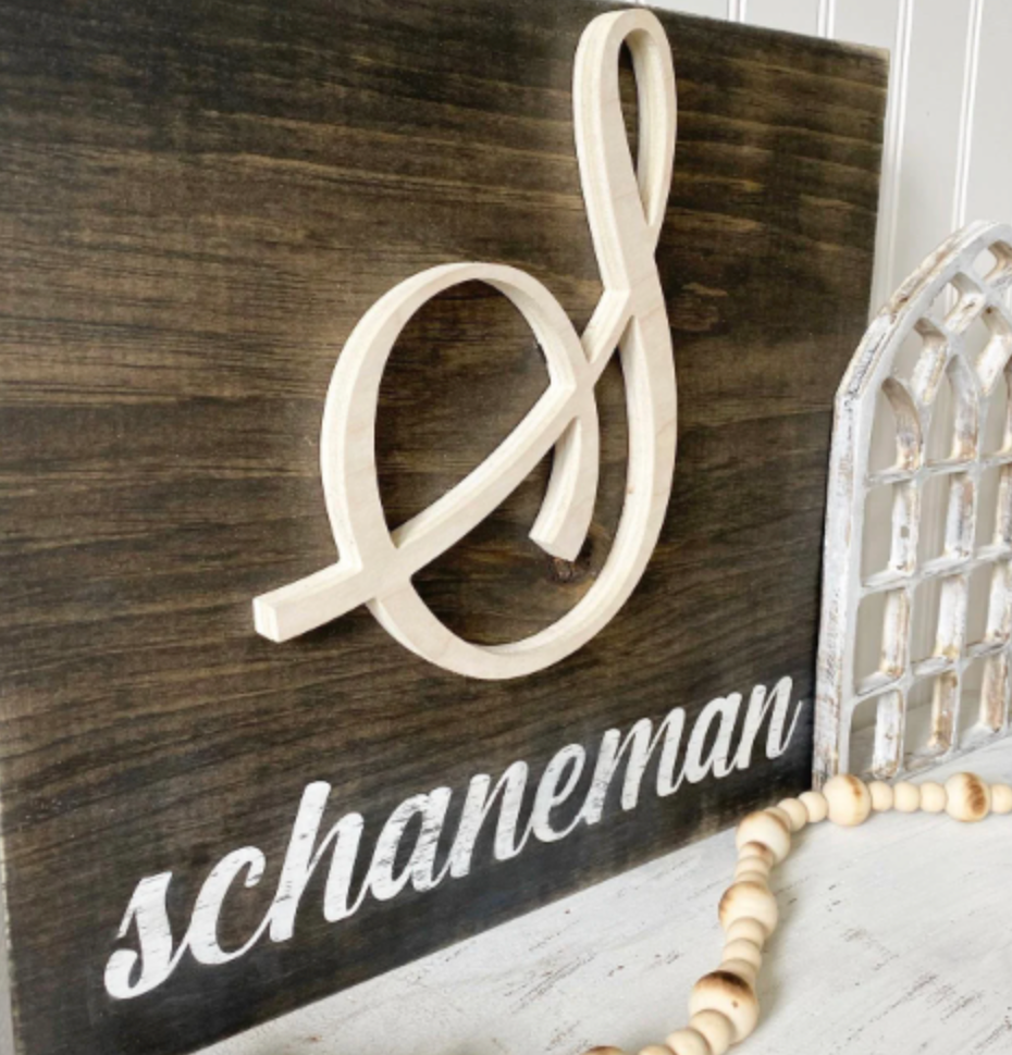 12'' Vintage Family Name Sign
