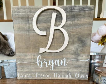 12'' Monogram Family Name Sign