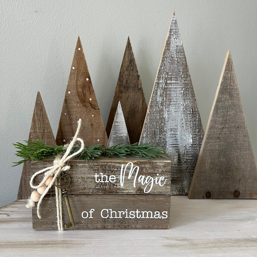 The Magic of Christmas Wooden Book Stack