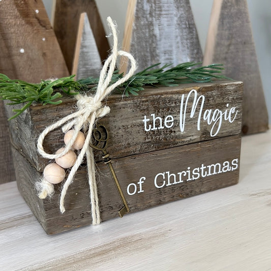 The Magic of Christmas Wooden Book Stack