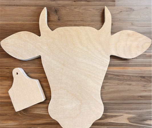 6'' Cow and Tag Wood Cut Out