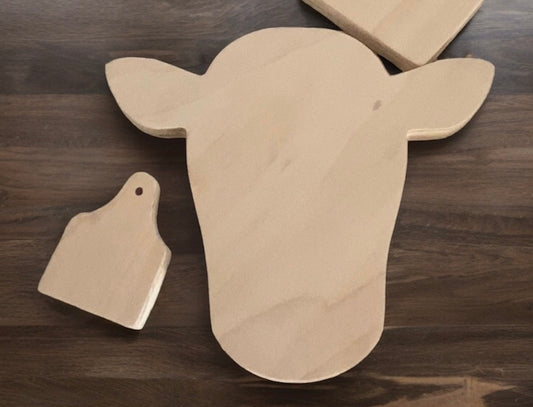 6'' Cow and Tag Wood Cut Out