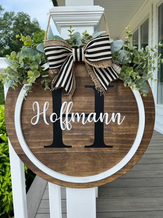 18'' Last Name & Monogram Door Hanger