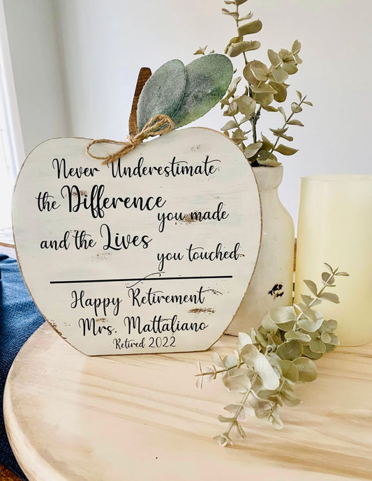 Personalized Teacher Retirement Apple  Sign