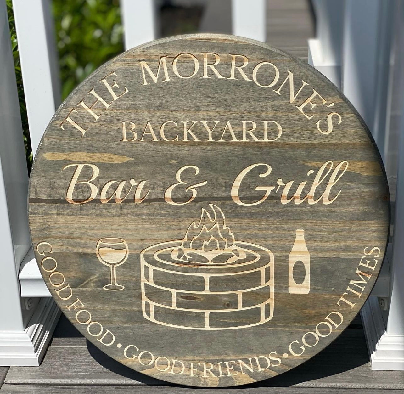 18'' Engraved Backyard Bar & Grill Patio Sign