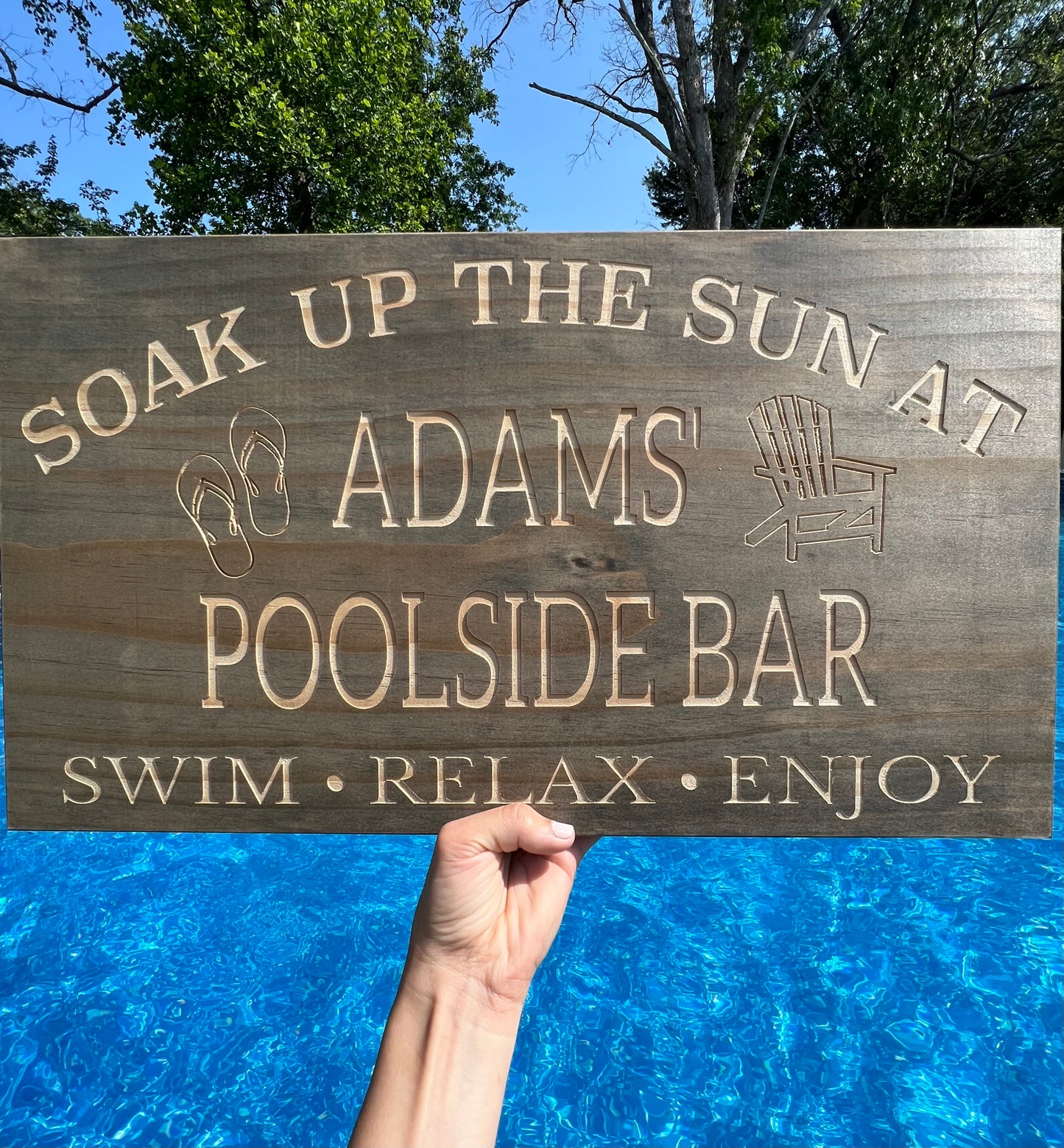 Personalized Engraved Pool Sign