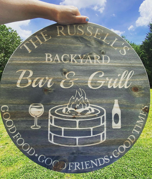 18'' Engraved Backyard Bar & Grill Patio Sign