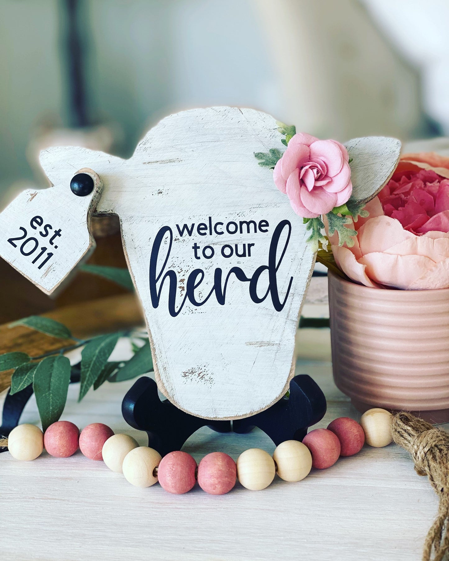 6” Welcome to our Herd Farmhouse Cow Sign