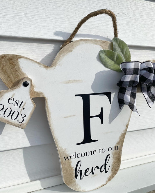 15'” Cow and Tag Welcome Door Hanger