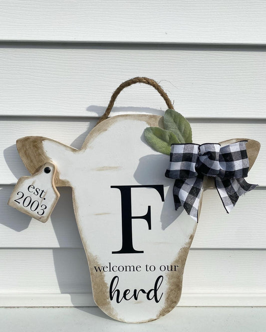 15'” Cow and Tag Welcome Door Hanger