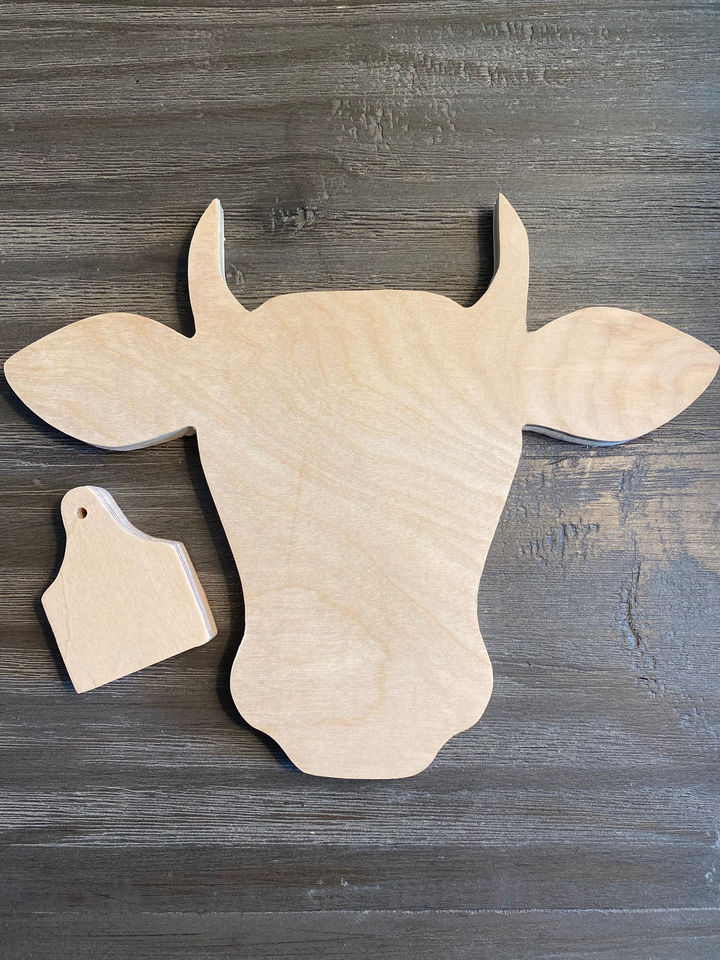 6'' Cow and Tag Wood Cut Out