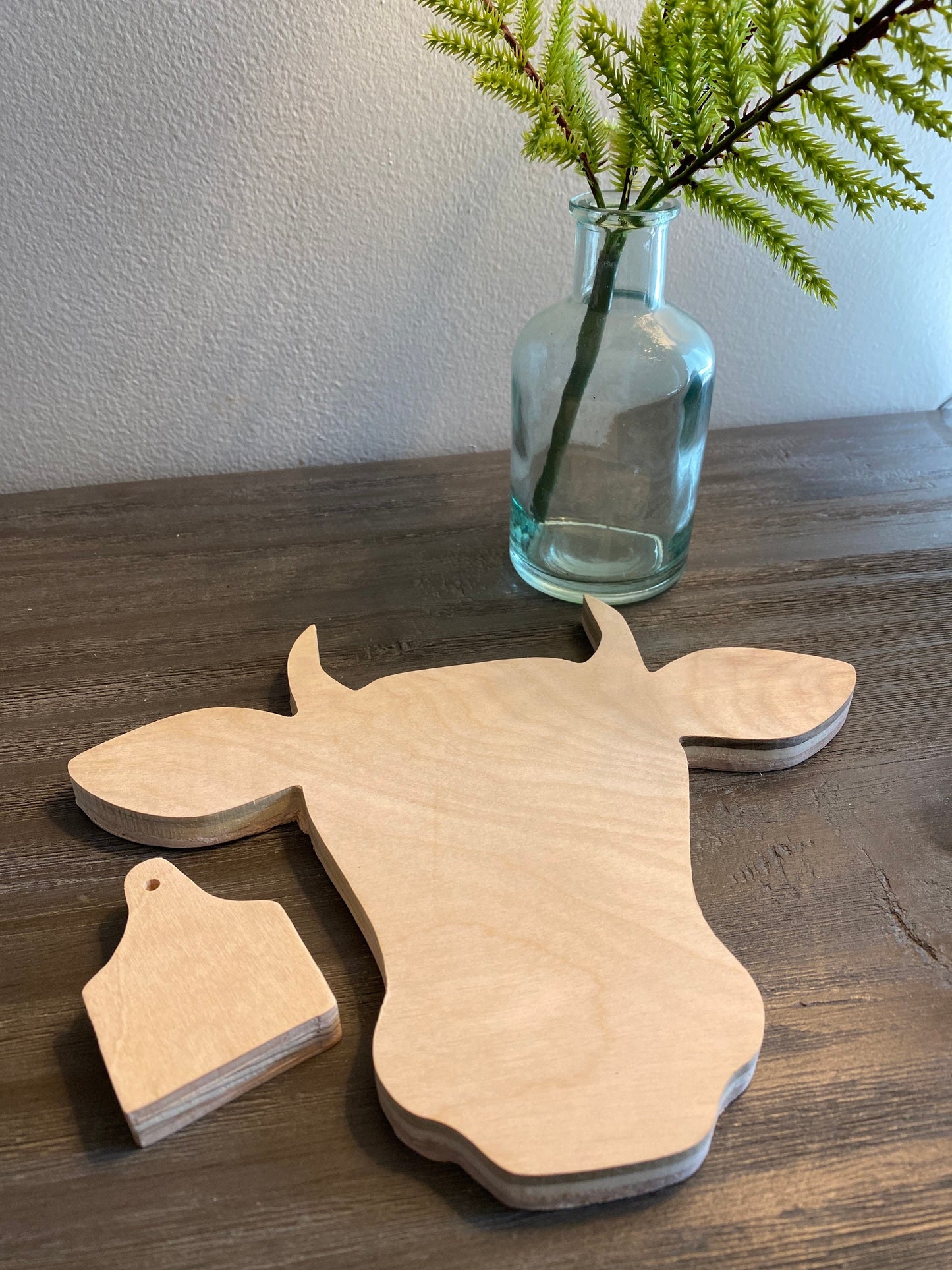 6'' Cow and Tag Wood Cut Out