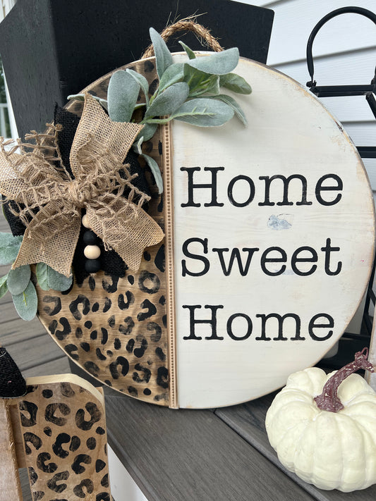 Leopard Home Sweet Home Door Hanger