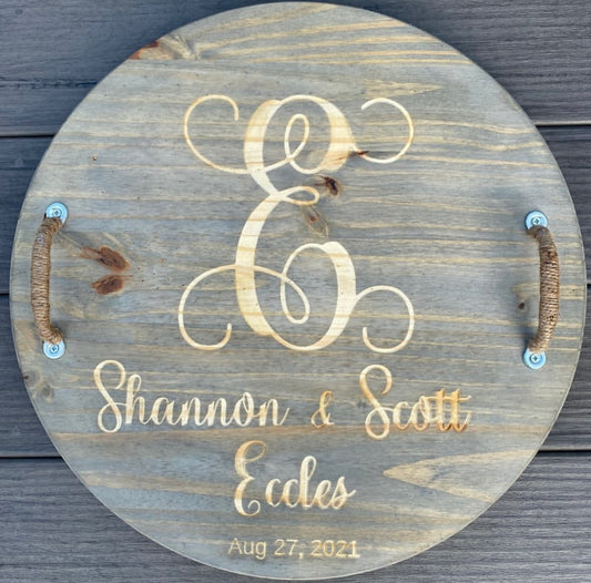 18'' Engraved Monogram Lazy Susan