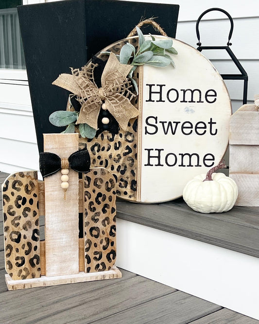 Leopard Home Sweet Home Door Hanger